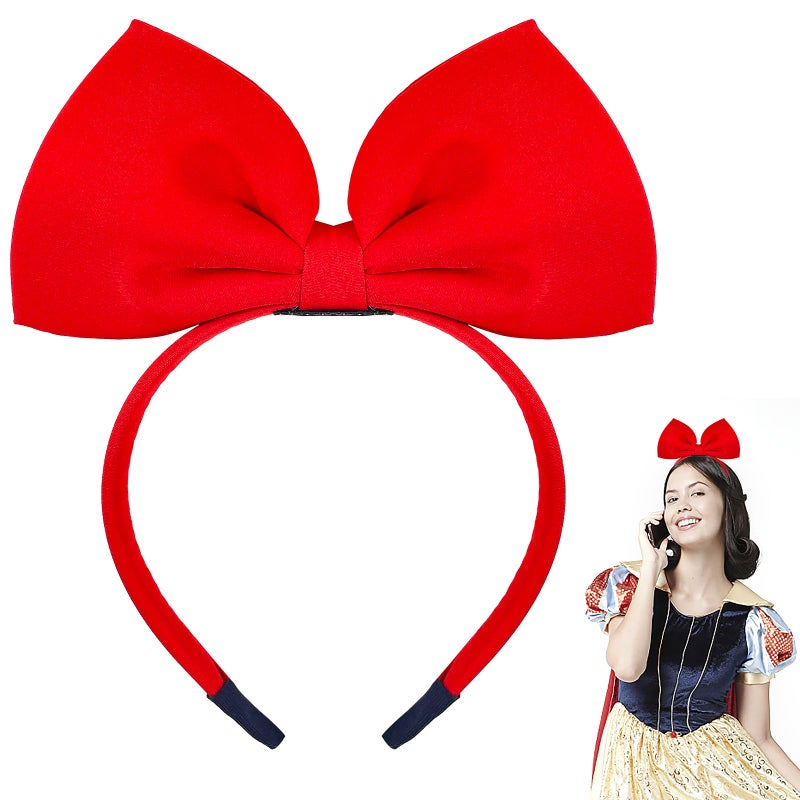 Bnikion Red Bow Headband Red Bowknot Headband for Women Gril Christmas Halloween Cosplay Headwear - Image 1